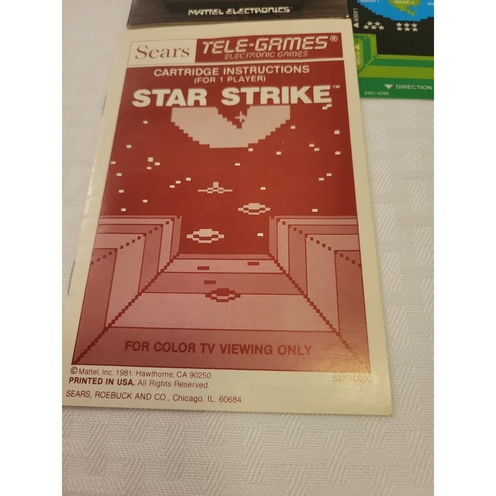 Star Strike Sears Tele Games  Intellivision CIB Complete w Overlays Damaged Box